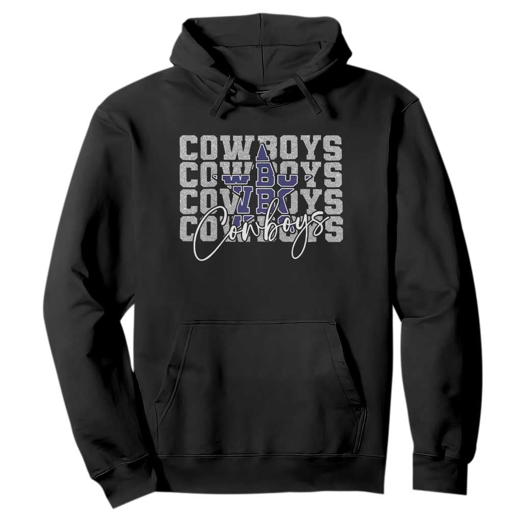 DFC Game Day Hoodie Blue Star Football Lover Faux Glitter TS11 Black Print Your Wear