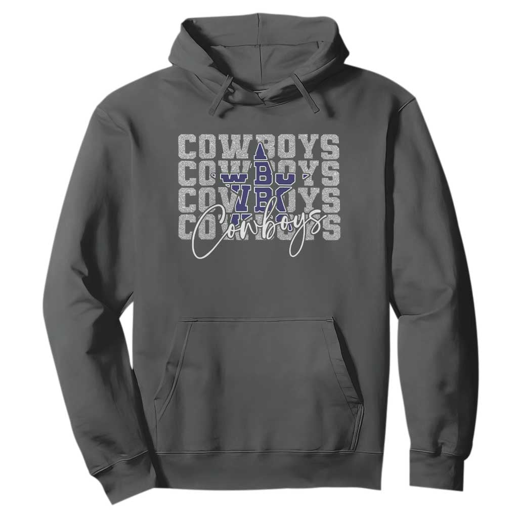 DFC Game Day Hoodie Blue Star Football Lover Faux Glitter TS11 Dark Heather Print Your Wear