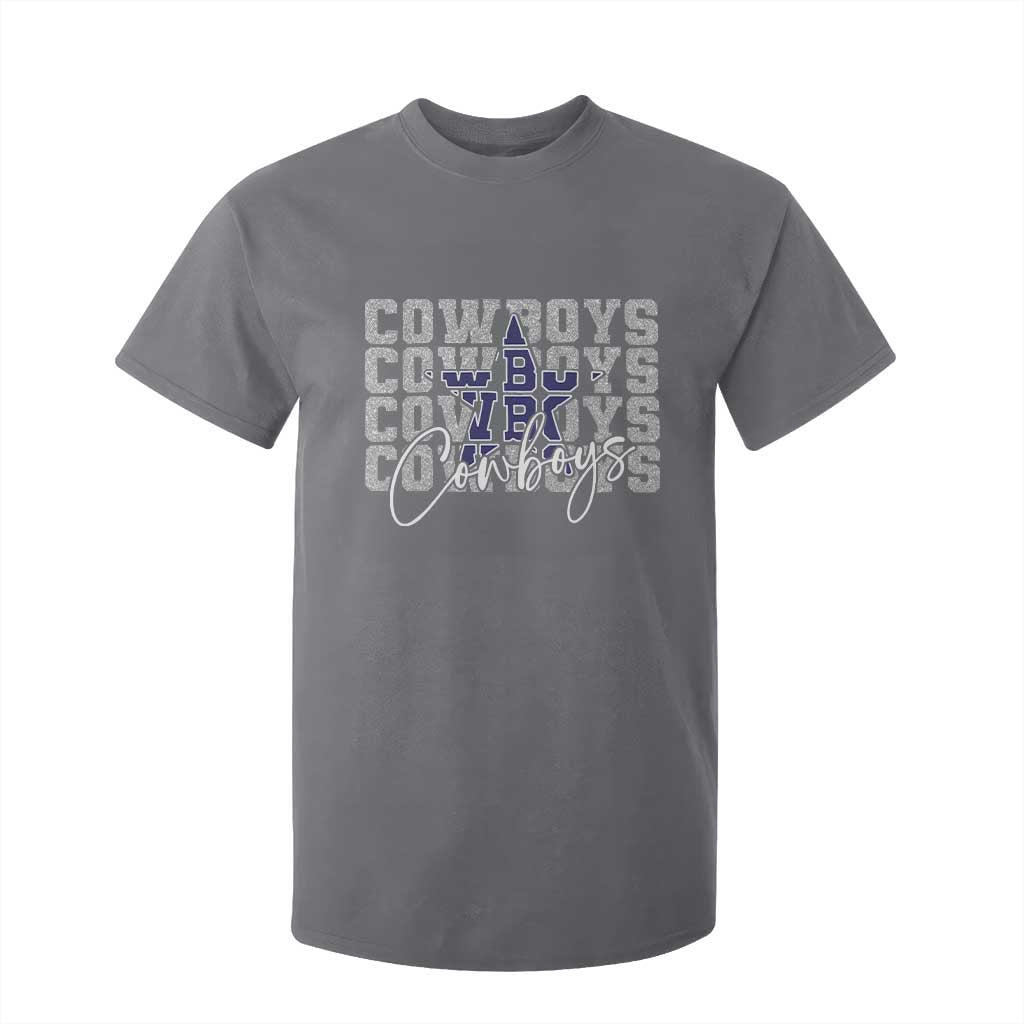DFC Game Day T Shirt For Kid Blue Star Football Lover Faux Glitter TS11 Charcoal Print Your Wear