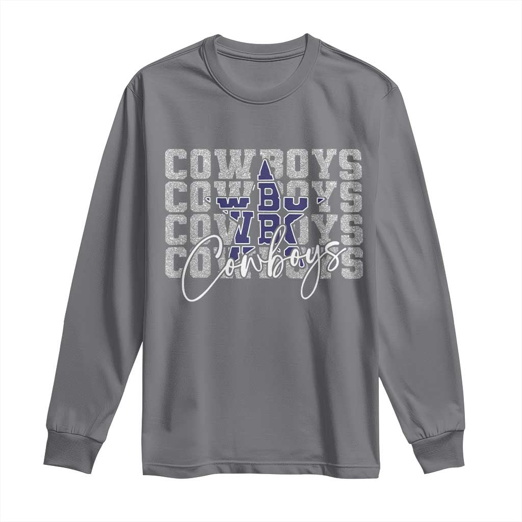 DFC Game Day Long Sleeve Shirt Blue Star Football Lover Faux Glitter TS11 Charcoal Print Your Wear