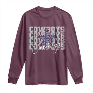 DFC Game Day Long Sleeve Shirt Blue Star Football Lover Faux Glitter TS11 Maroon Print Your Wear