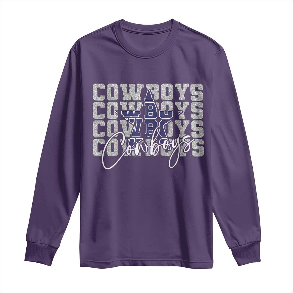 DFC Game Day Long Sleeve Shirt Blue Star Football Lover Faux Glitter TS11 Purple Print Your Wear
