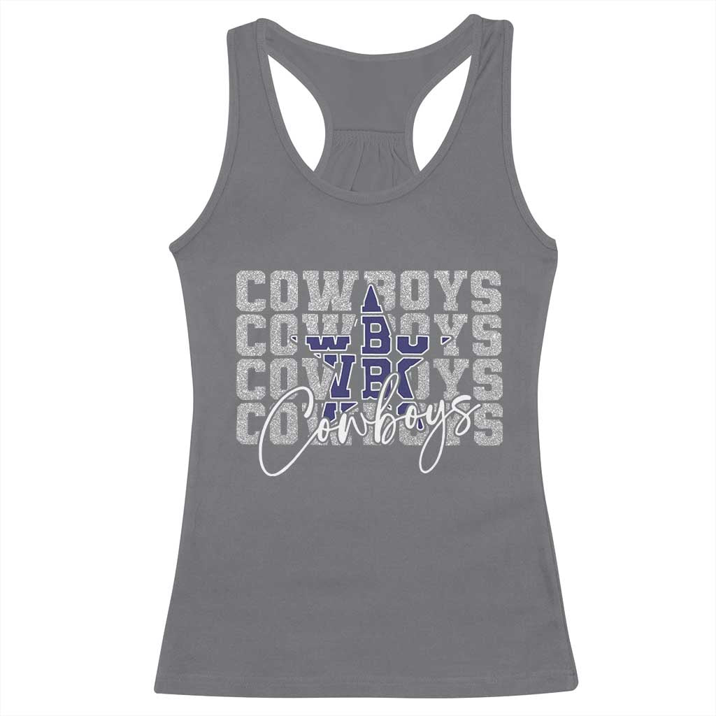 DFC Game Day Racerback Tank Top Blue Star Football Lover Faux Glitter TS11 Charcoal Print Your Wear