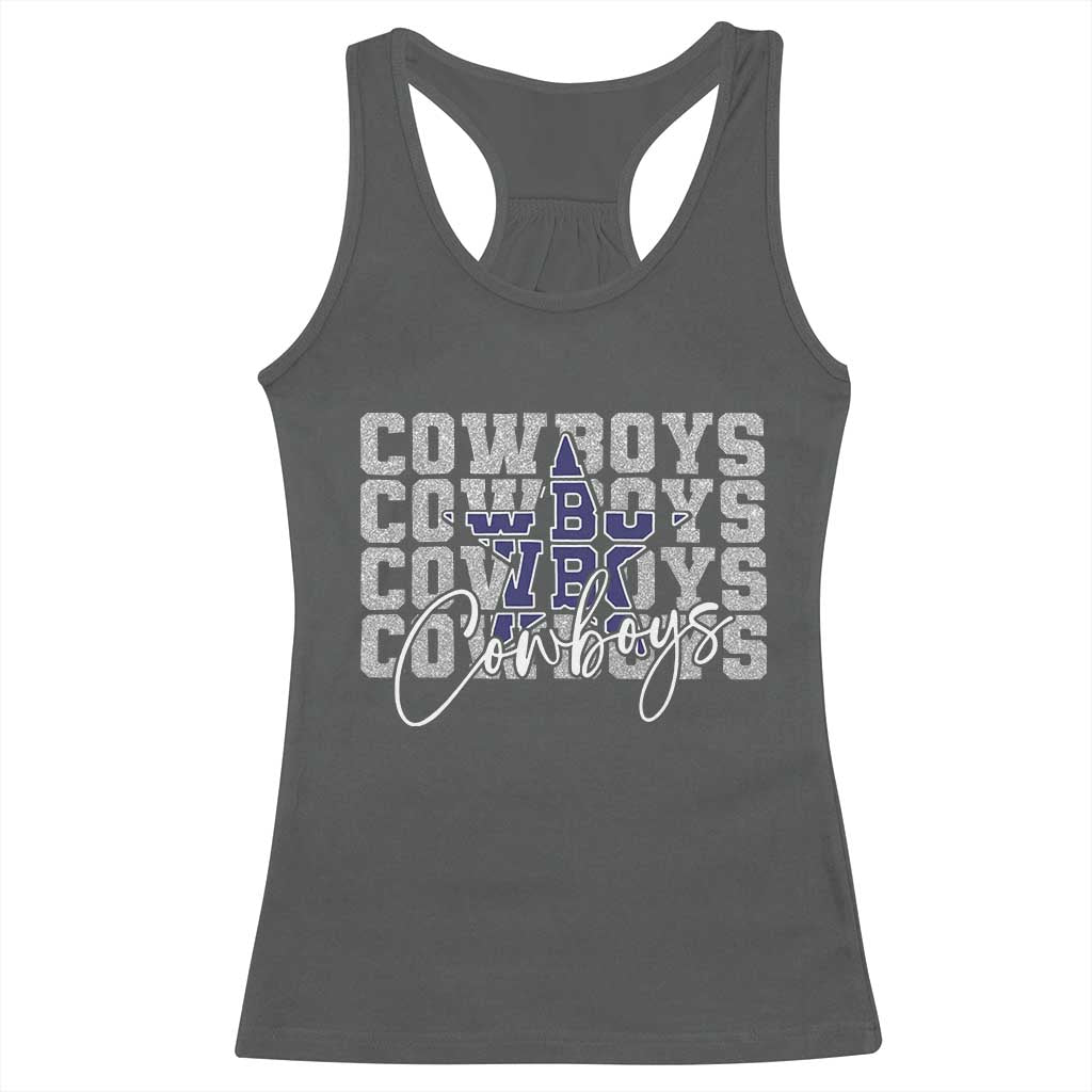 DFC Game Day Racerback Tank Top Blue Star Football Lover Faux Glitter TS11 Dark Heather Print Your Wear