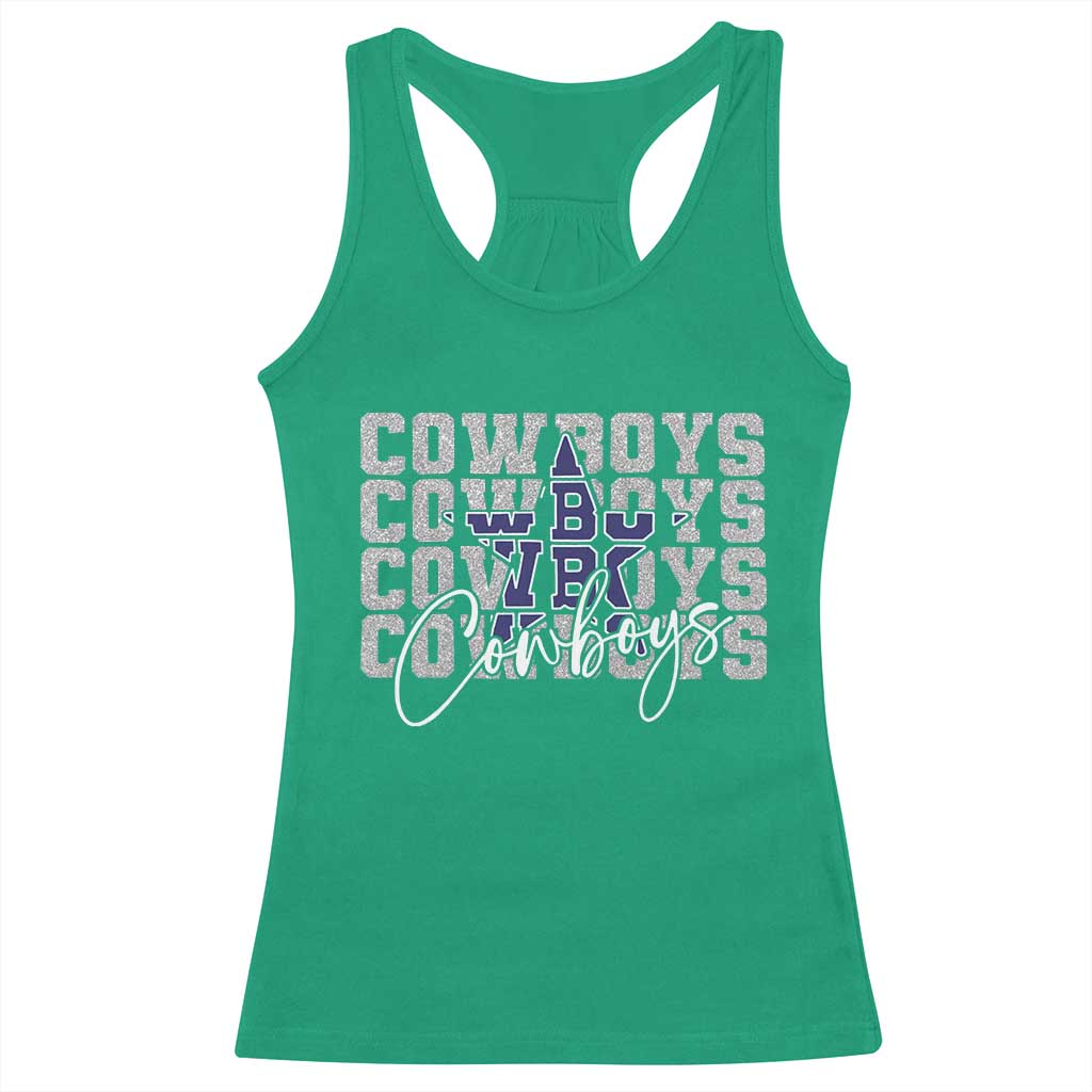 DFC Game Day Racerback Tank Top Blue Star Football Lover Faux Glitter TS11 Irish Green Print Your Wear
