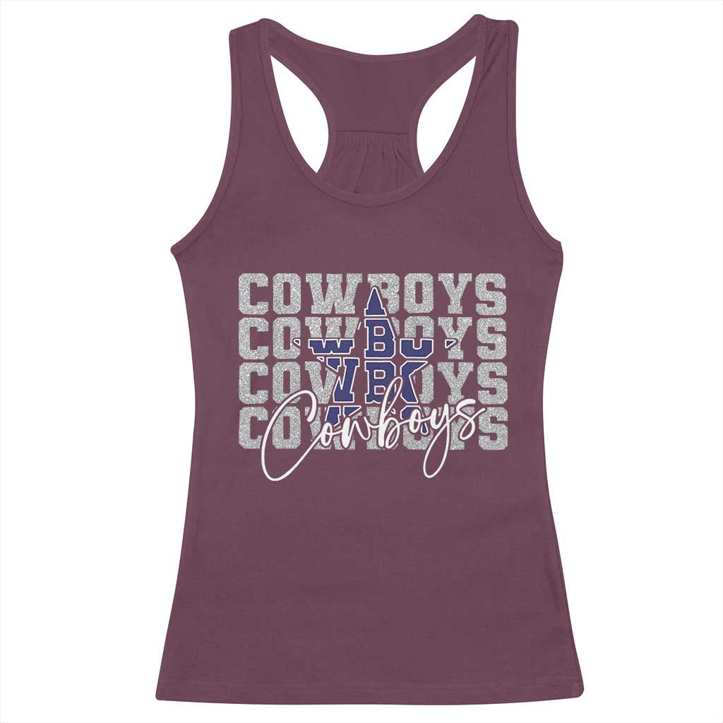 DFC Game Day Racerback Tank Top Blue Star Football Lover Faux Glitter TS11 Maroon Print Your Wear