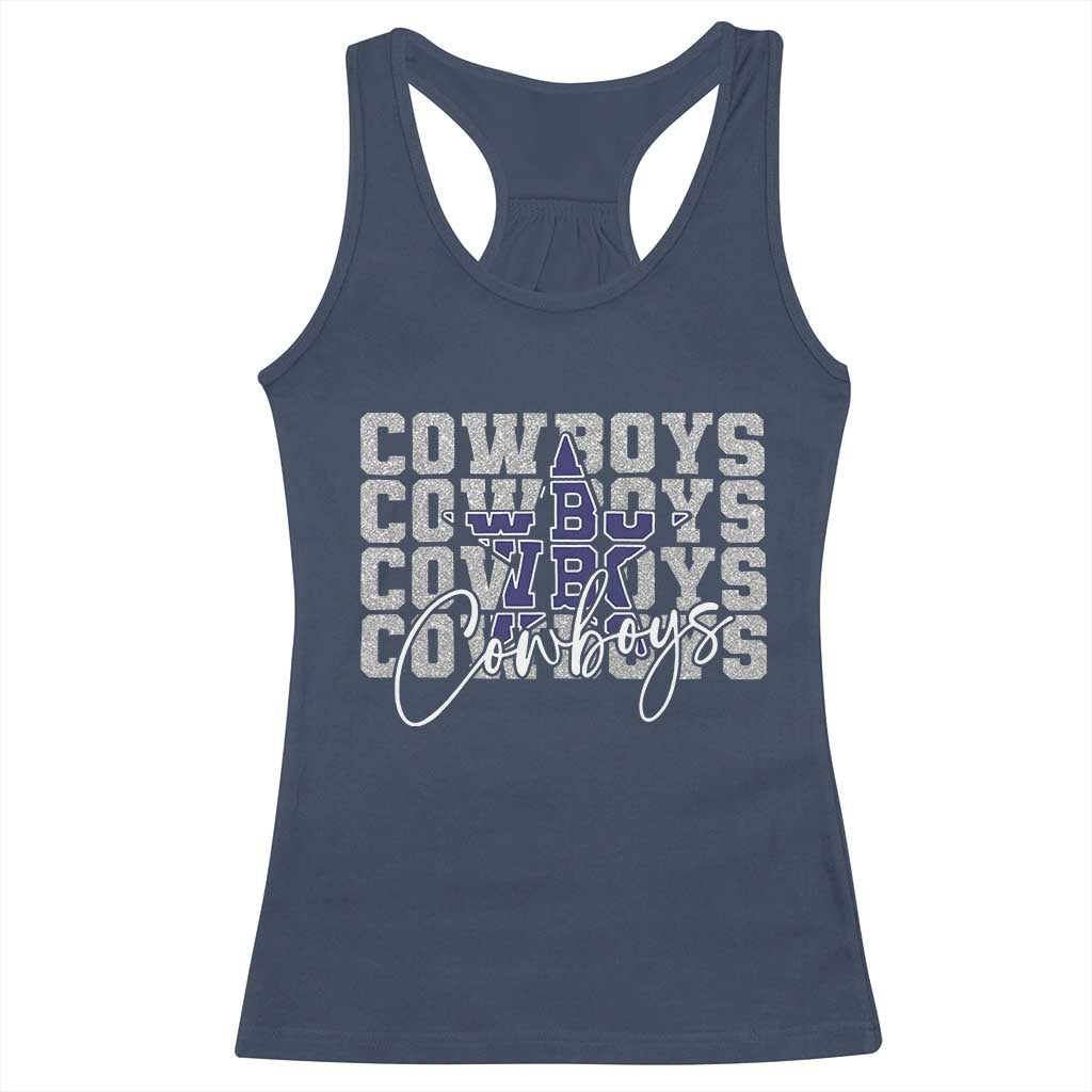 DFC Game Day Racerback Tank Top Blue Star Football Lover Faux Glitter TS11 Navy Print Your Wear