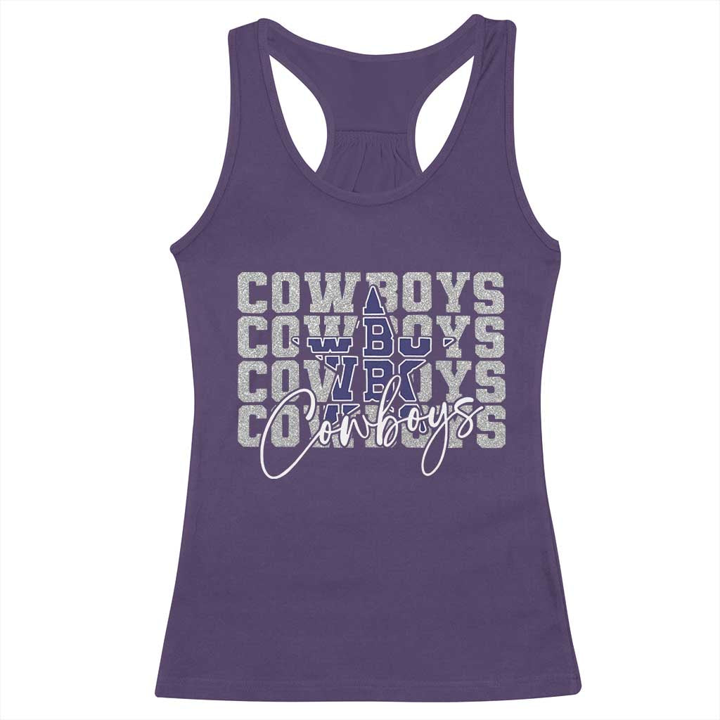 DFC Game Day Racerback Tank Top Blue Star Football Lover Faux Glitter TS11 Purple Print Your Wear