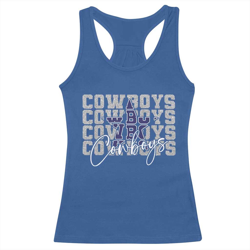 DFC Game Day Racerback Tank Top Blue Star Football Lover Faux Glitter TS11 Royal Blue Print Your Wear