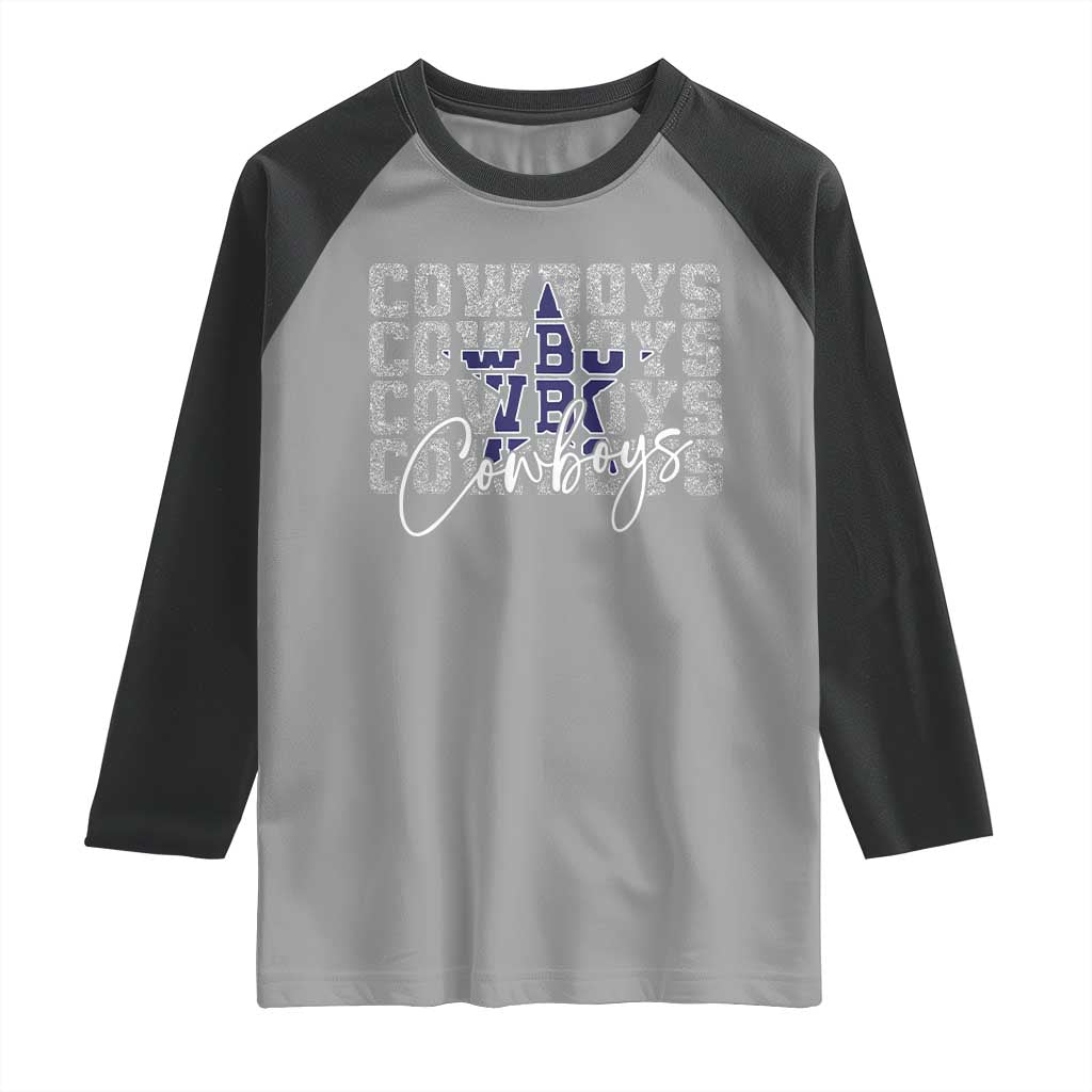 DFC Game Day Raglan Shirt Blue Star Football Lover Faux Glitter TS11 Sport Gray Black Print Your Wear