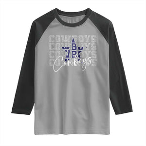 DFC Game Day Raglan Shirt Blue Star Football Lover Faux Glitter TS11 Sport Gray Black Print Your Wear