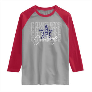 DFC Game Day Raglan Shirt Blue Star Football Lover Faux Glitter TS11 Sport Gray Red Print Your Wear