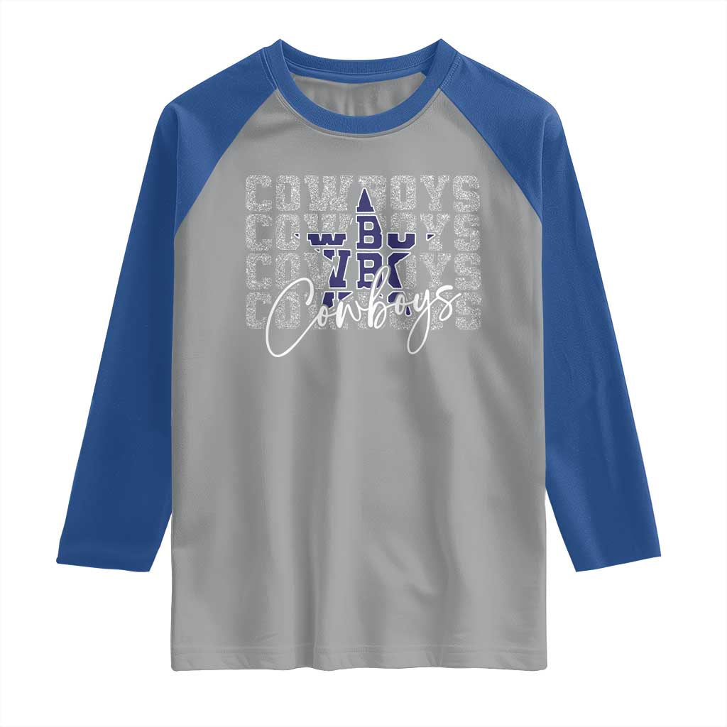 DFC Game Day Raglan Shirt Blue Star Football Lover Faux Glitter TS11 Sport Gray Royal Print Your Wear