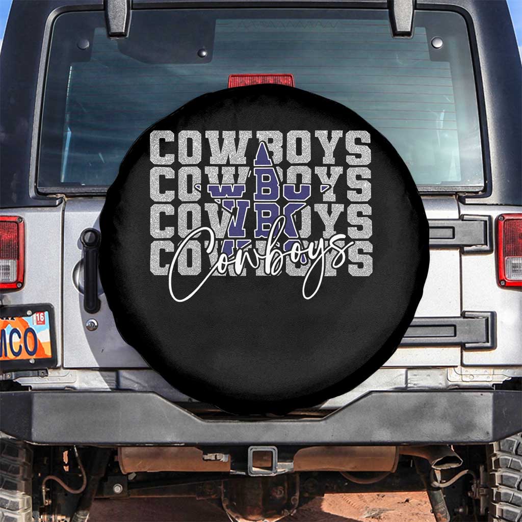 DFC Game Day Spare Tire Cover Blue Star Football Lover Faux Glitter TS11 No hole Black Print Your Wear