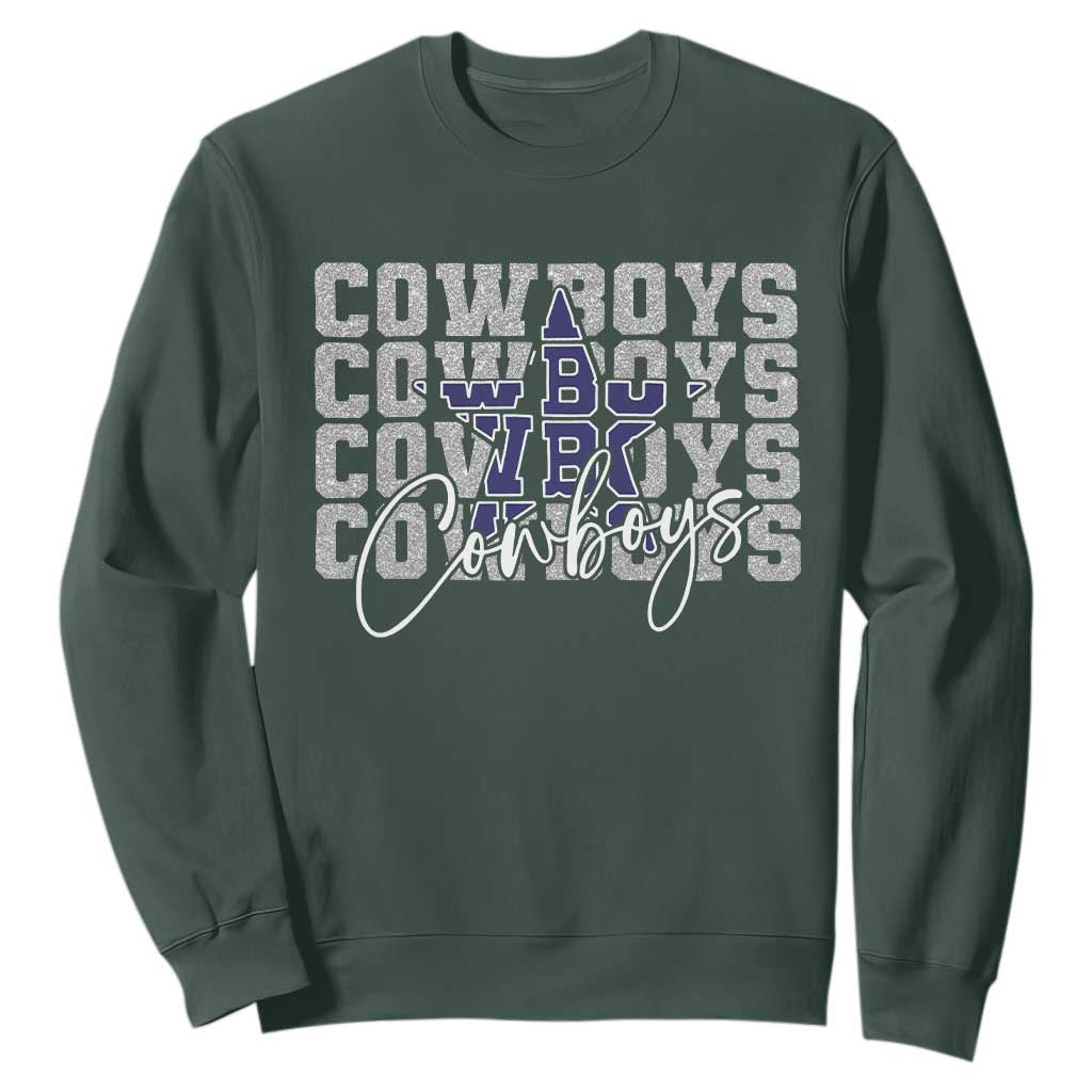 DFC Game Day Sweatshirt Blue Star Football Lover Faux Glitter TS11 Dark Forest Green Print Your Wear
