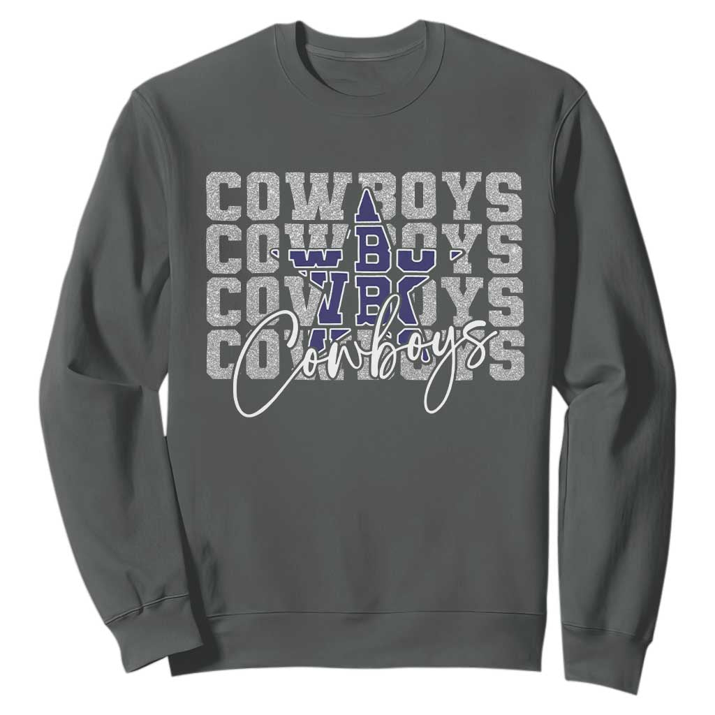 DFC Game Day Sweatshirt Blue Star Football Lover Faux Glitter TS11 Dark Heather Print Your Wear