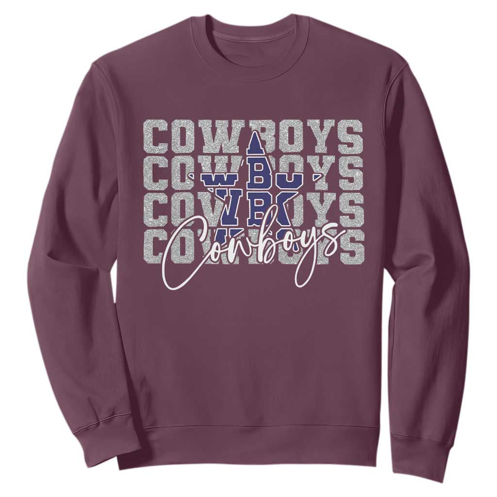 DFC Game Day Sweatshirt Blue Star Football Lover Faux Glitter TS11 Maroon Print Your Wear