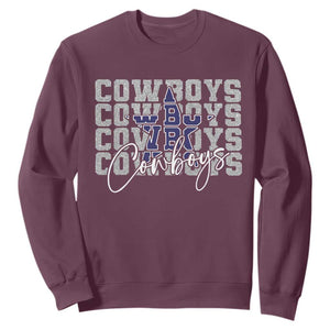 DFC Game Day Sweatshirt Blue Star Football Lover Faux Glitter TS11 Maroon Print Your Wear