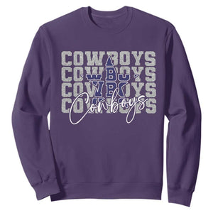 DFC Game Day Sweatshirt Blue Star Football Lover Faux Glitter TS11 Purple Print Your Wear