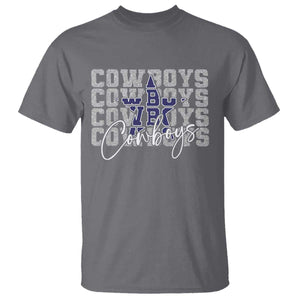 DFC Game Day T Shirt Blue Star Football Lover Faux Glitter TS11 Charcoal Print Your Wear