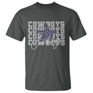 DFC Game Day T Shirt Blue Star Football Lover Faux Glitter TS11 Dark Heather Print Your Wear