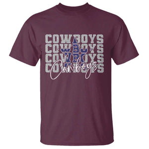DFC Game Day T Shirt Blue Star Football Lover Faux Glitter TS11 Maroon Print Your Wear