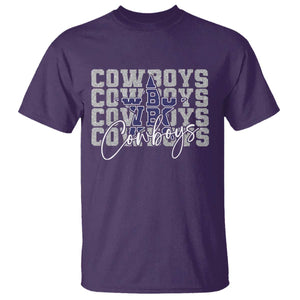 DFC Game Day T Shirt Blue Star Football Lover Faux Glitter TS11 Purple Print Your Wear