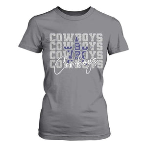 DFC Game Day T Shirt For Women Blue Star Football Lover Faux Glitter TS11 Charcoal Print Your Wear