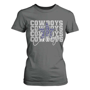 DFC Game Day T Shirt For Women Blue Star Football Lover Faux Glitter TS11 Dark Heather Print Your Wear
