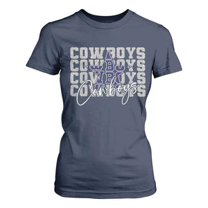DFC Game Day T Shirt For Women Blue Star Football Lover Faux Glitter TS11 Navy Print Your Wear