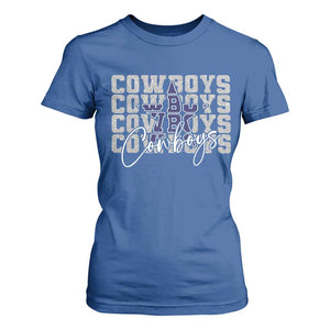DFC Game Day T Shirt For Women Blue Star Football Lover Faux Glitter TS11 Royal Blue Print Your Wear