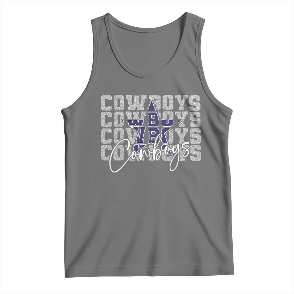 DFC Game Day Tank Top Blue Star Football Lover Faux Glitter TS11 Black Heather Print Your Wear