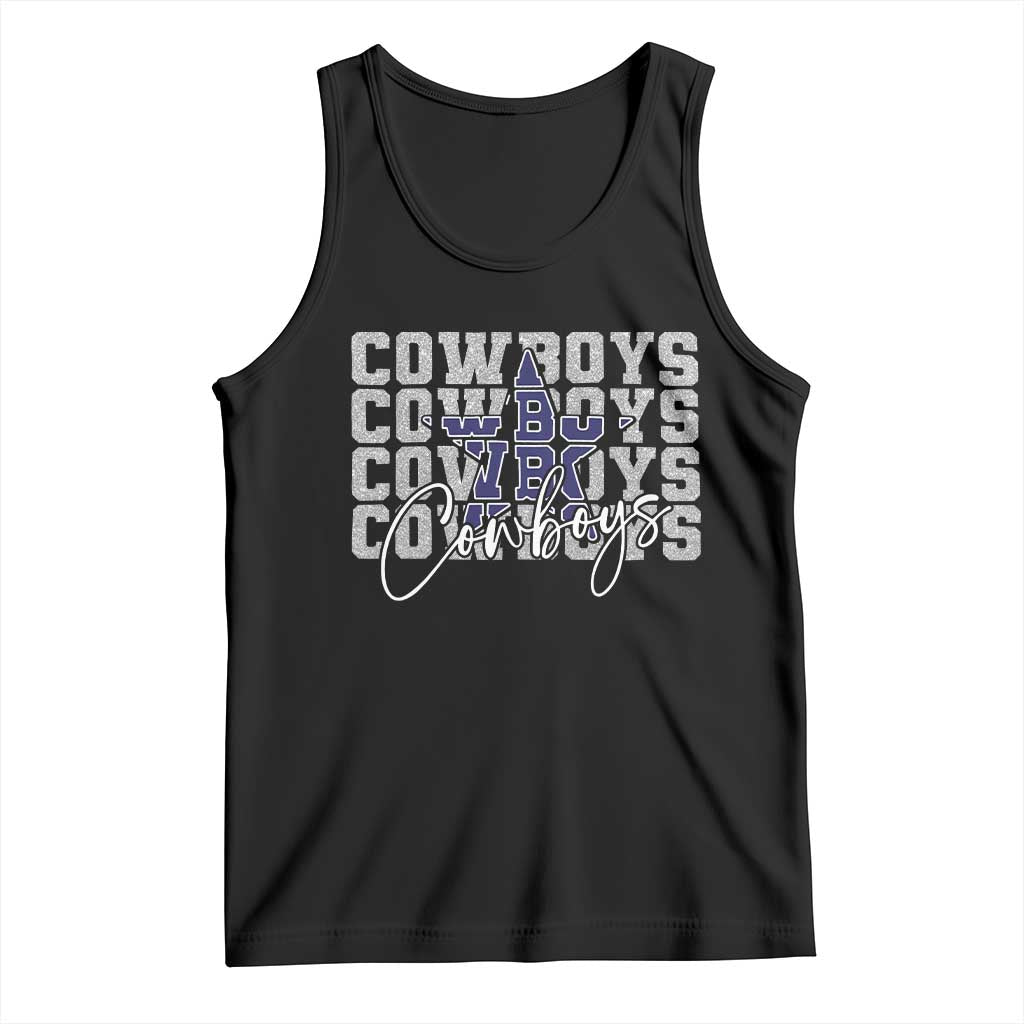 DFC Game Day Tank Top Blue Star Football Lover Faux Glitter TS11 Black Print Your Wear