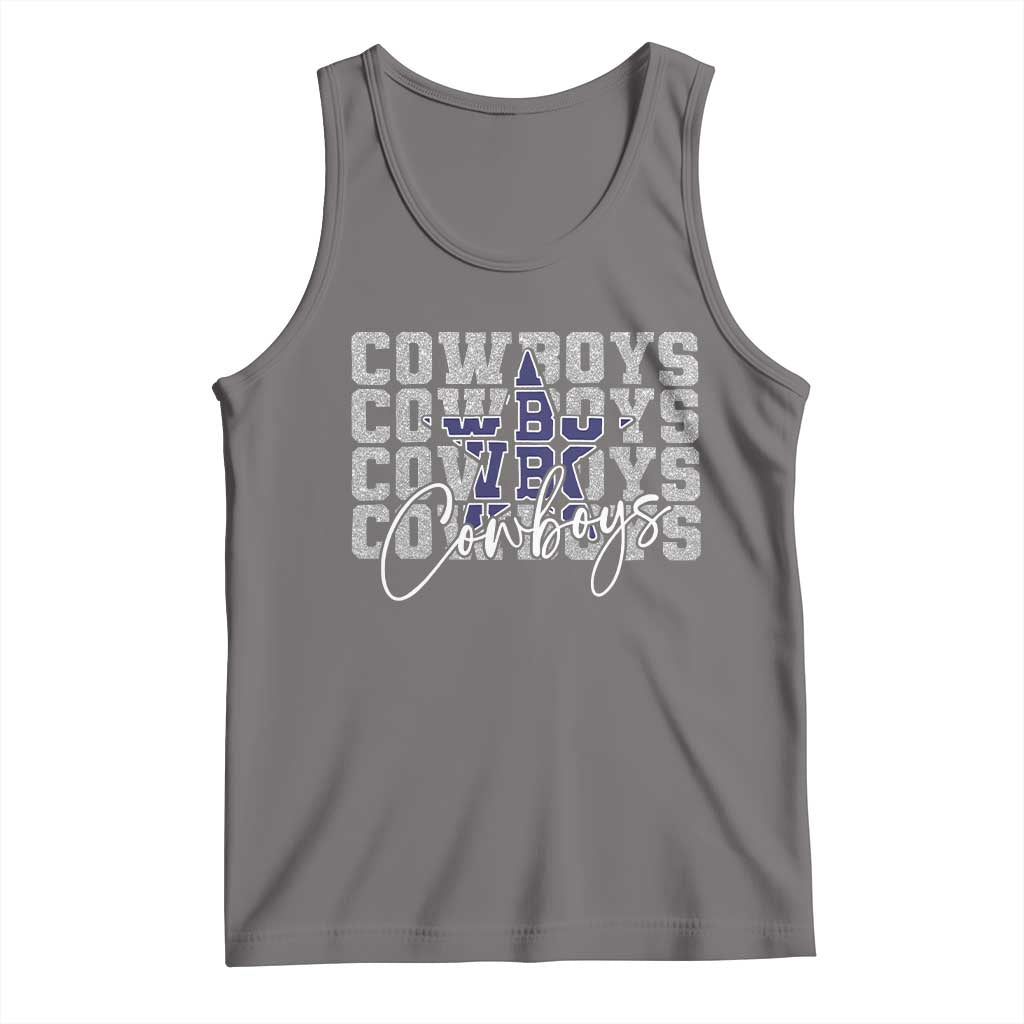 DFC Game Day Tank Top Blue Star Football Lover Faux Glitter TS11 Deep Heather Print Your Wear