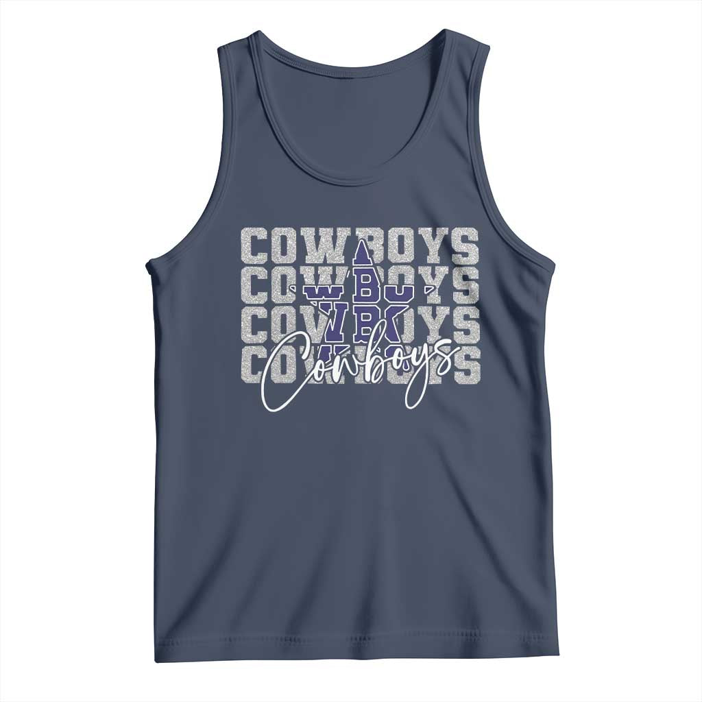 DFC Game Day Tank Top Blue Star Football Lover Faux Glitter TS11 Navy Print Your Wear