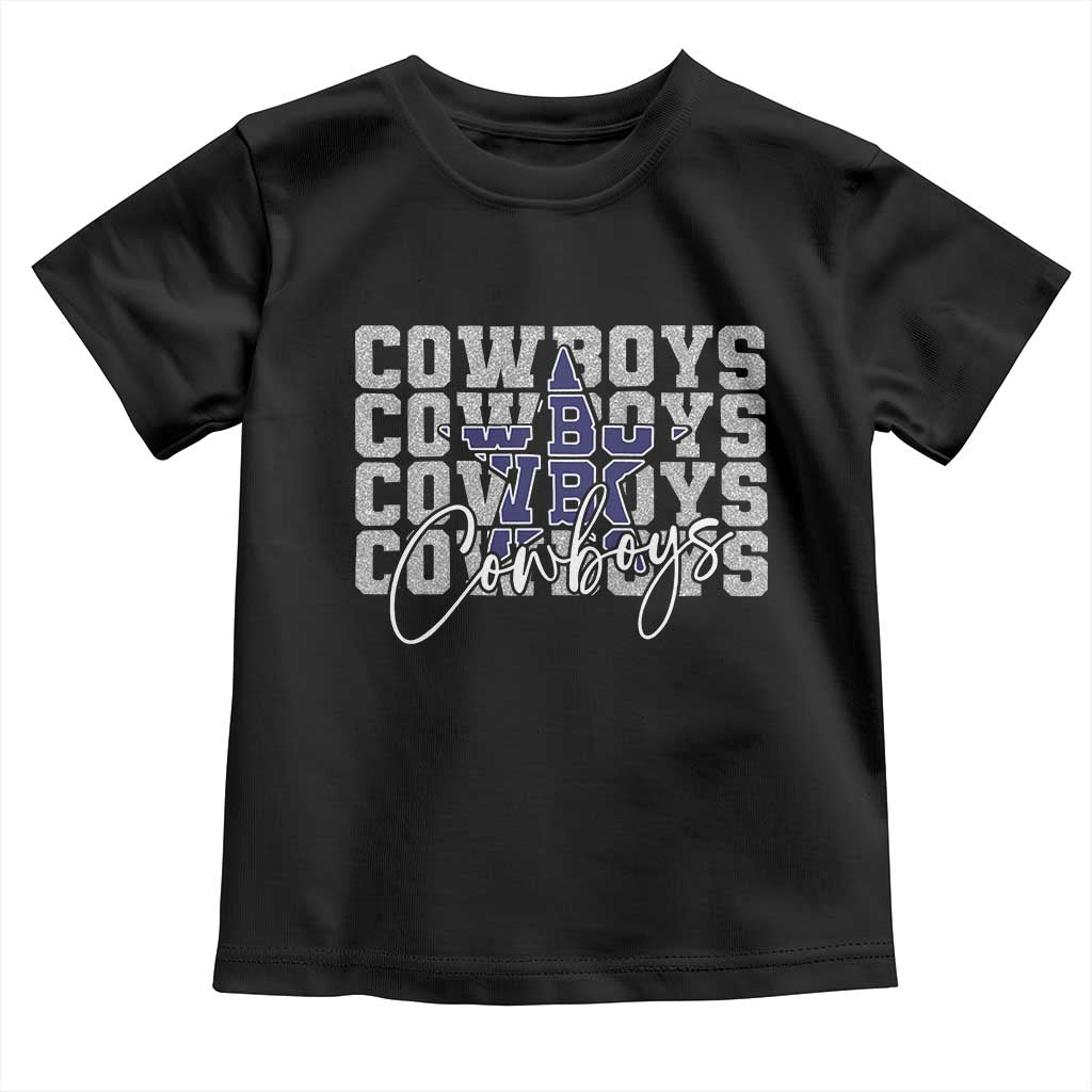 DFC Game Day Toddler T Shirt Blue Star Football Lover Faux Glitter TS11 Black Print Your Wear