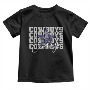DFC Game Day Toddler T Shirt Blue Star Football Lover Faux Glitter TS11 Black Print Your Wear