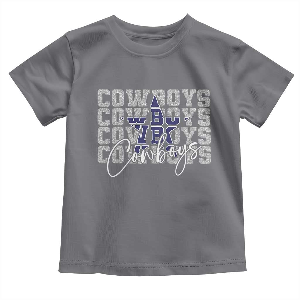 DFC Game Day Toddler T Shirt Blue Star Football Lover Faux Glitter TS11 Charcoal Print Your Wear