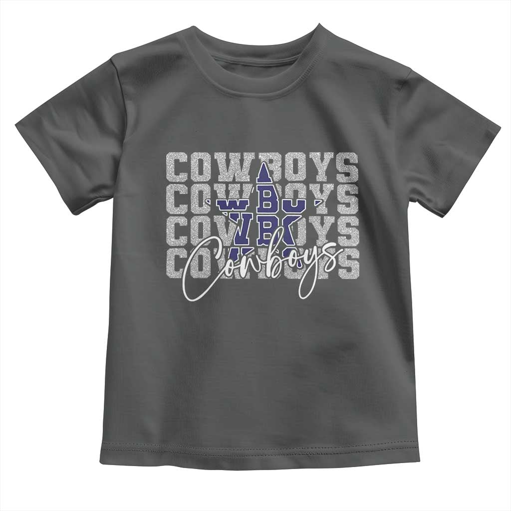 DFC Game Day Toddler T Shirt Blue Star Football Lover Faux Glitter TS11 Dark Heather Print Your Wear