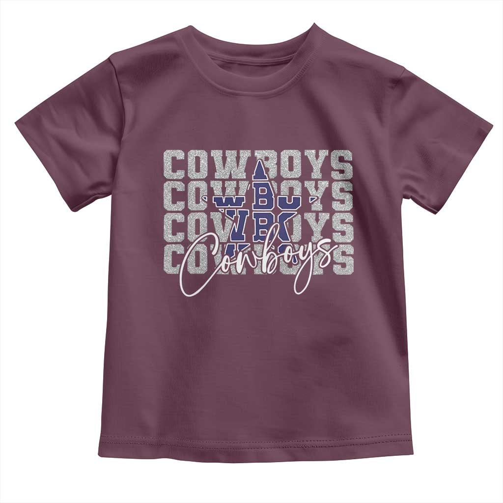 DFC Game Day Toddler T Shirt Blue Star Football Lover Faux Glitter TS11 Maroon Print Your Wear