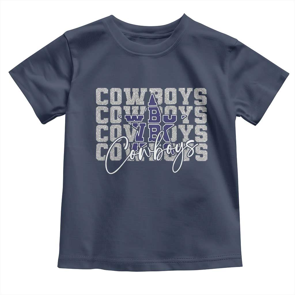 DFC Game Day Toddler T Shirt Blue Star Football Lover Faux Glitter TS11 Navy Print Your Wear