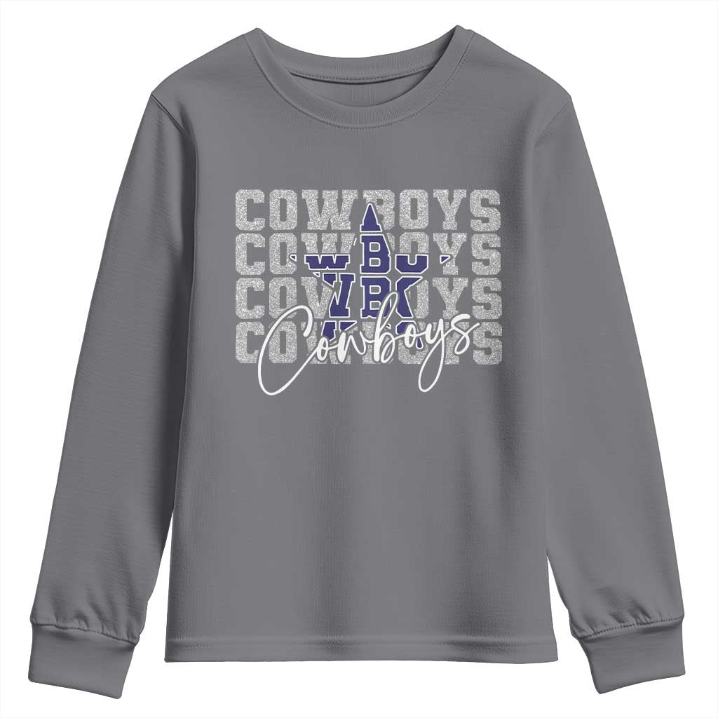 DFC Game Day Youth Sweatshirt Blue Star Football Lover Faux Glitter TS11 Charcoal Print Your Wear