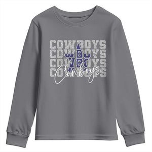 DFC Game Day Youth Sweatshirt Blue Star Football Lover Faux Glitter TS11 Charcoal Print Your Wear