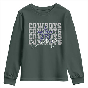 DFC Game Day Youth Sweatshirt Blue Star Football Lover Faux Glitter TS11 Dark Forest Green Print Your Wear