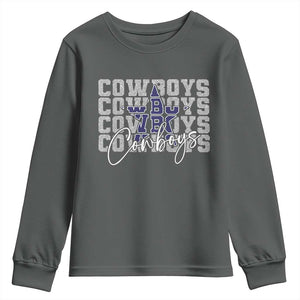 DFC Game Day Youth Sweatshirt Blue Star Football Lover Faux Glitter TS11 Dark Heather Print Your Wear