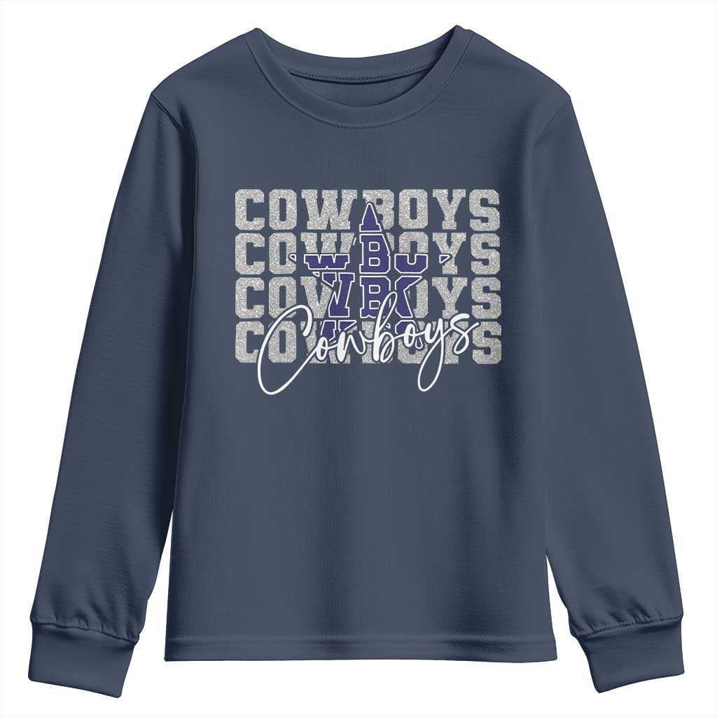 DFC Game Day Youth Sweatshirt Blue Star Football Lover Faux Glitter TS11 Navy Print Your Wear