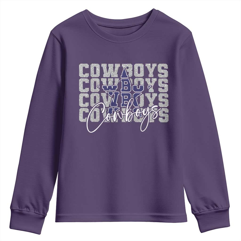 DFC Game Day Youth Sweatshirt Blue Star Football Lover Faux Glitter TS11 Purple Print Your Wear