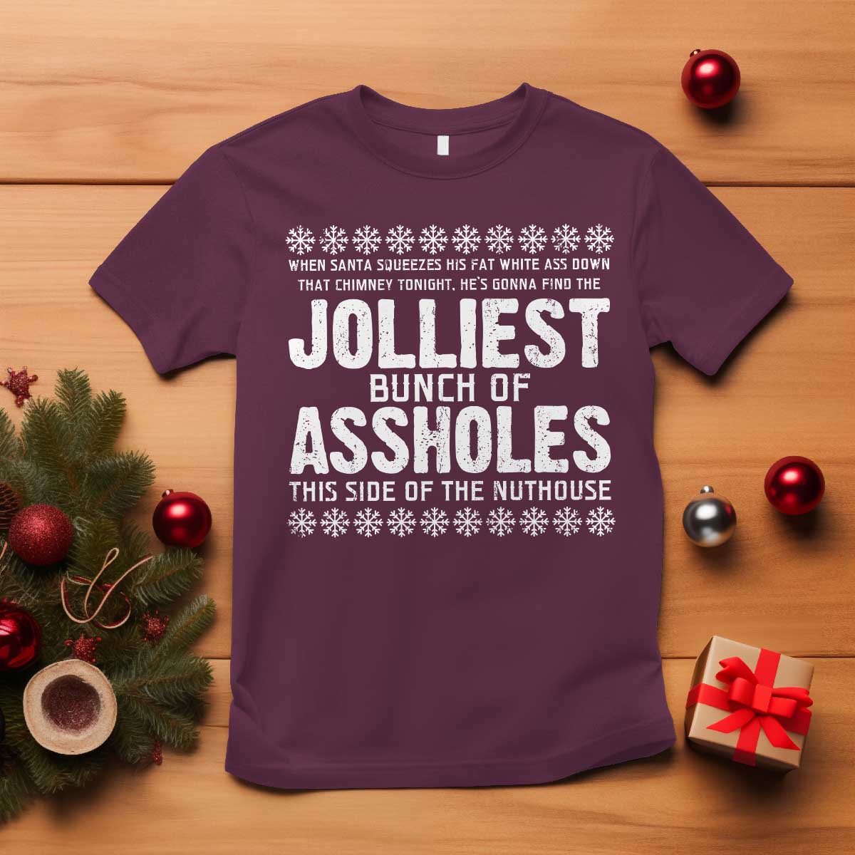 Funny Christmas Vacation Jolliest Bunch Of Assholes T Shirt Xmas Movie TS11 Maroon Print Your Wear