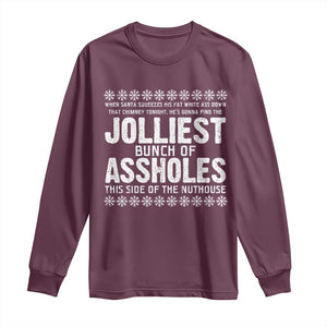 Funny Christmas Vacation Jolliest Bunch Of Assholes Long Sleeve Shirt Xmas Movie TS11 Maroon Print Your Wear