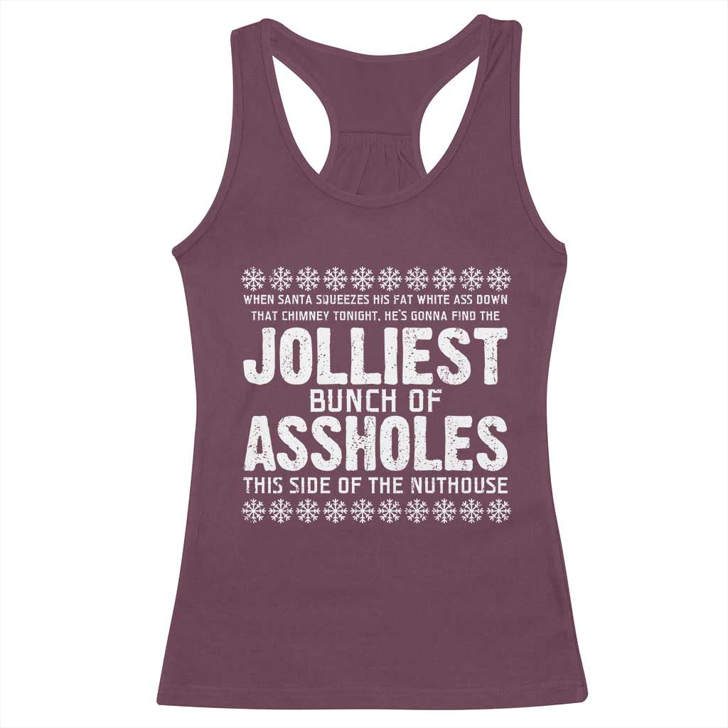 Funny Christmas Vacation Jolliest Bunch Of Assholes Racerback Tank Top Xmas Movie TS11 Maroon Print Your Wear